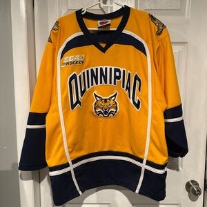 Quinnipiac Bobcats Yellow and Navy Vintage Hockey Jersey